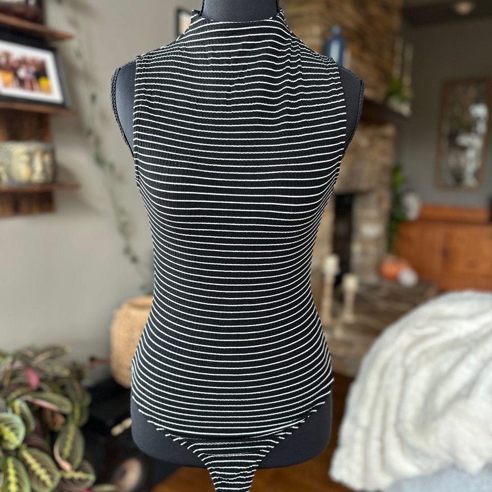 Black and White Striped Bodysuit